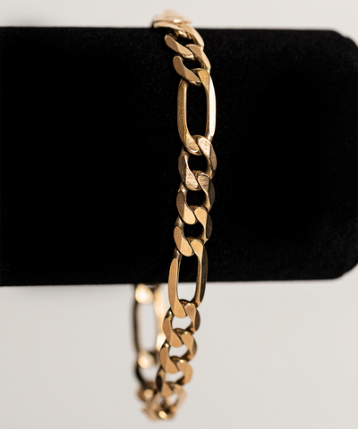 Men’s Heavy Solid Figaro 8mm Wide Bracelet 10k Yellow Gold - ONeil's Jewelry 