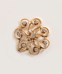 Antique Sparkling Diamond Brooch/Pendant 14k Yellow Gold - ONeil's Jewelry 