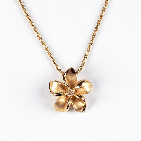 Woman's Rope with Flower Pendant 14k Gold - ONeil's Jewelry 