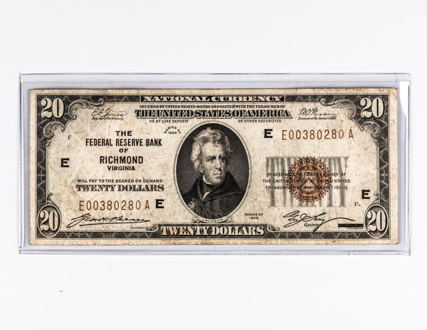1929 Twenty Dollar Bill - ONeil's Jewelry 