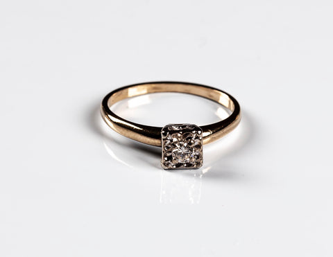 Vintage Diamond Solitaire 14k Gold Ring - ONeil's Jewelry 