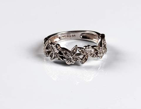 Flower Design 14k White Gold Ring - ONeil's Jewelry 