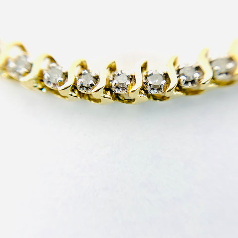 Woman's S-Style Diamond Tennis Bracelet 14k Yellow Gold - ONeil's Jewelry 