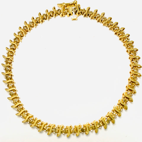 Woman’s Champagne Diamonds 10k Gold Tennis Bracelet - ONeil's Jewelry 