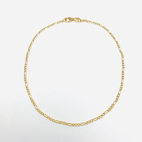 Woman's Figaro Anklet 14k Yellow Gold - ONeil's Jewelry 