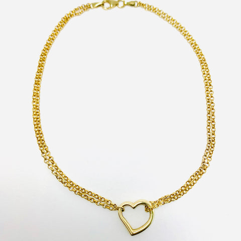 Heart Anklet 10k Yellow Gold - ONeil's Jewelry 