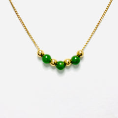 Gold and Green Jade Bead Necklace 14k Yellow Gold - ONeil's Jewelry 