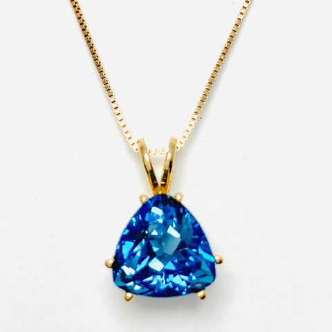 Blue Topaz Necklace 10k Yellow gold - ONeil's Jewelry 