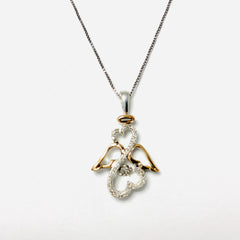Open Heart Diamond Necklace Sterling Silver and 10k Rose Gold - ONeil's Jewelry 