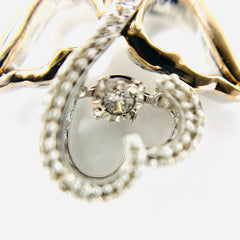 Open Heart Diamond Necklace Sterling Silver and 10k Rose Gold - ONeil's Jewelry 
