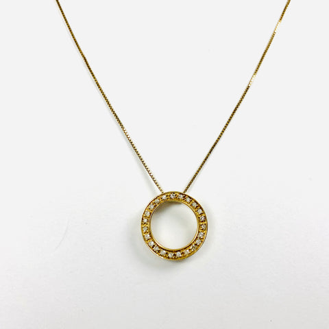 Diamond Circle Necklace 10k Yellow Gold - ONeil's Jewelry 