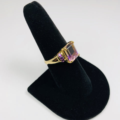 Vintage Woman's Ametrine Ring 9K Yellow Gold - ONeil's Jewelry 