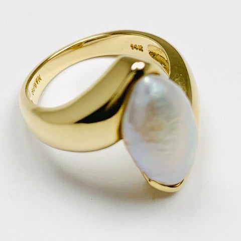 Beautiful Vintage Baroque Pearl Ring 14k Yellow Gold - ONeil's Jewelry 
