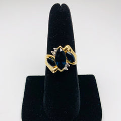 Vintage Woman's Sapphire and diamond Ring 14k Yellow Gold - ONeil's Jewelry 