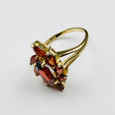 Vintage Garnet Cluster 10k Yellow Gold - ONeil's Jewelry 