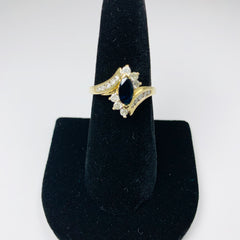 Stylish Vintage Sapphire and Diamond Ring 14k Yellow Gold - ONeil's Jewelry 