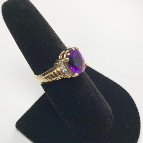 Vintage Amethyst and Diamond Ring 10k Yellow Gold - ONeil's Jewelry 