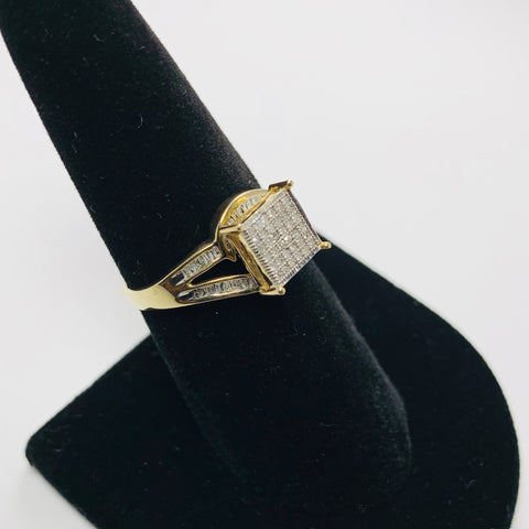 Pave Cluster Diamond Ring 10k Yellow Gold - ONeil's Jewelry 