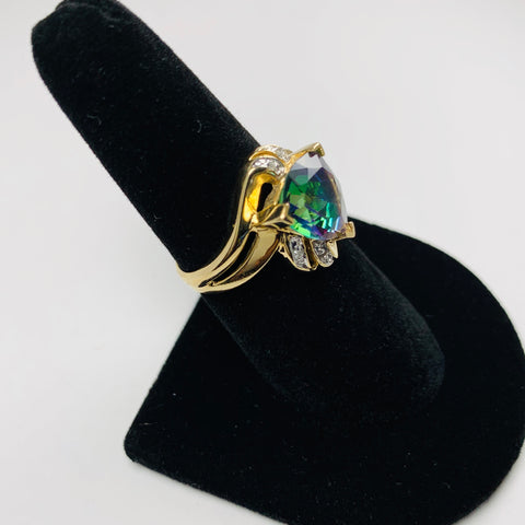 Mystic Topaz and Diamond Ring 10k Yellow Gold - ONeil's Jewelry 