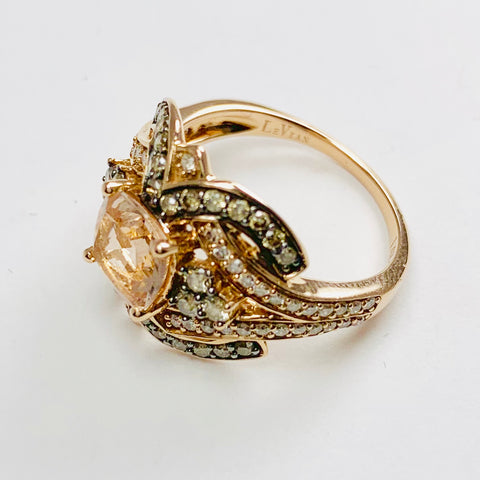 Woman's Le Vian Morganite and Diamond Ring 14k Strawberry Gold - ONeil's Jewelry 