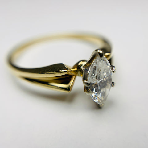 Vintage Marquise Solitaire Diamond Engagement Ring 14k Yellow Gold - ONeil's Jewelry 