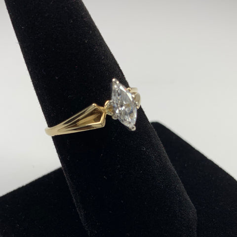 Vintage Marquise Solitaire Diamond Engagement Ring 14k Yellow Gold - ONeil's Jewelry 