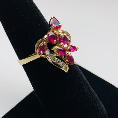 Vintage Woman's Ruby and Diamond Ring 14k Yellow Gold - ONeil's Jewelry 