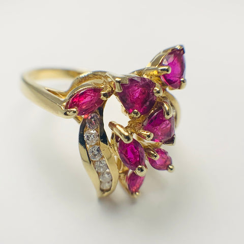 Vintage Woman's Ruby and Diamond Ring 14k Yellow Gold - ONeil's Jewelry 