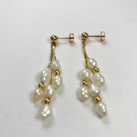 Baroque Pearl Drop Earrings 14k Yellow Gold - ONeil's Jewelry 