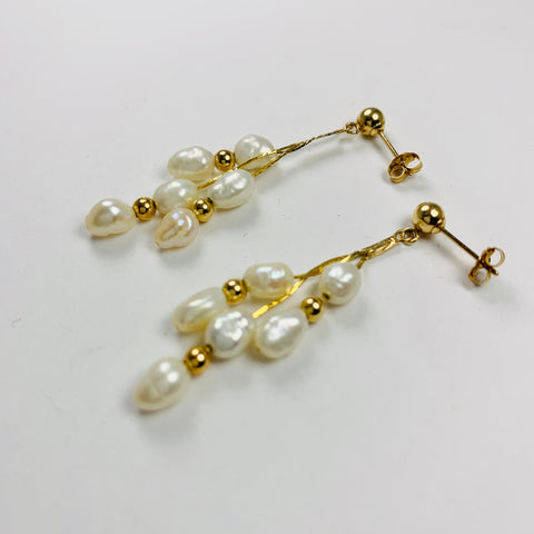 Baroque Pearl Drop Earrings 14k Yellow Gold - ONeil's Jewelry 