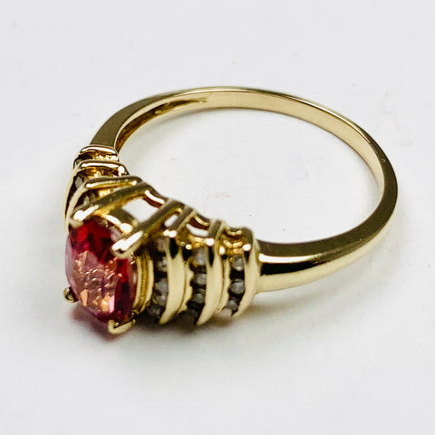 Pink Sapphire and Diamond Ring10k Gold - ONeil's Jewelry 