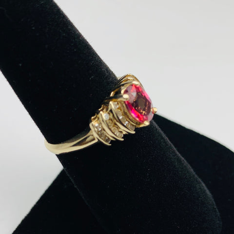 Pink Sapphire and Diamond Ring10k Gold - ONeil's Jewelry 