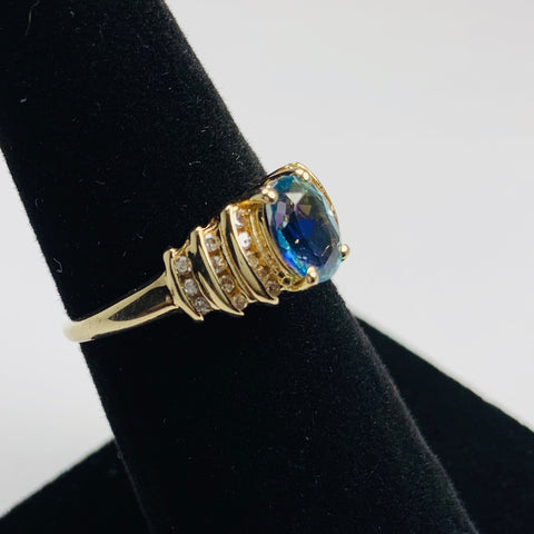 Color-Change Sapphire and Diamond 10k Gold Ring - ONeil's Jewelry 