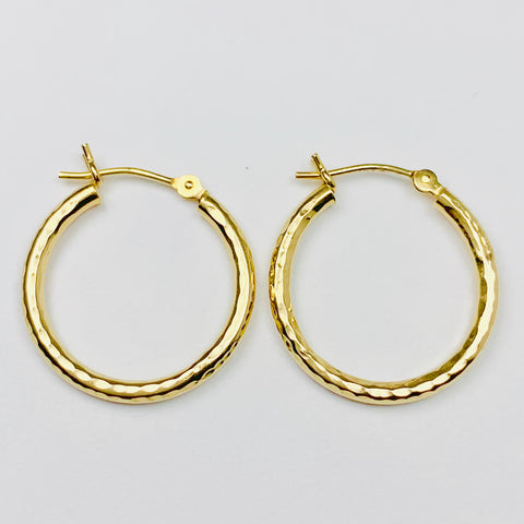 Textured Hoop Earrings 14k Yellow Gold - ONeil's Jewelry 
