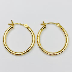 Textured Hoop Earrings 14k Yellow Gold - ONeil's Jewelry 