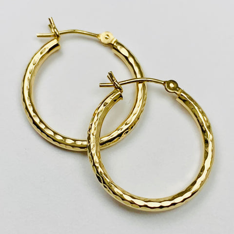 Textured Hoop Earrings 14k Yellow Gold - ONeil's Jewelry 