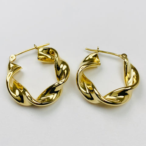 Vintage Twisted Hoop Earrings 14k Yellow Gold - ONeil's Jewelry 