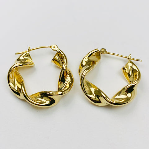 Vintage Twisted Hoop Earrings 14k Yellow Gold - ONeil's Jewelry 