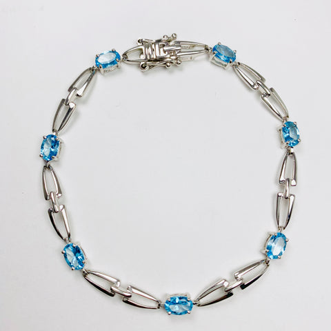 Woman's Blue Topaz Bracelet Sterling Silver - ONeil's Jewelry 