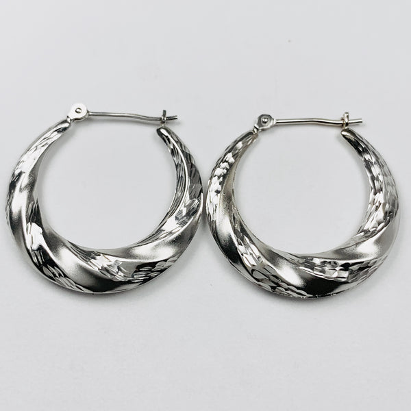 Vintage Hoop Earrings 14k White Gold - ONeil's Jewelry 