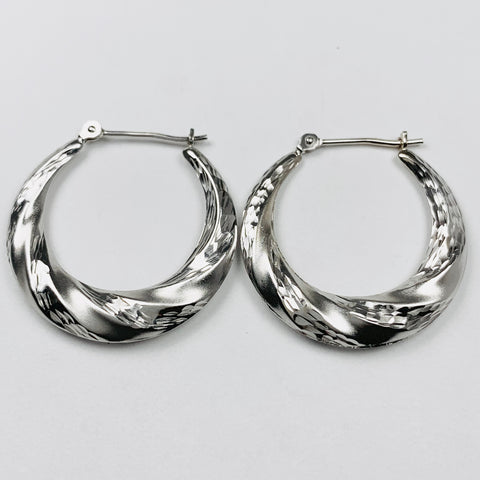 Vintage Hoop Earrings 14k White Gold - ONeil's Jewelry 