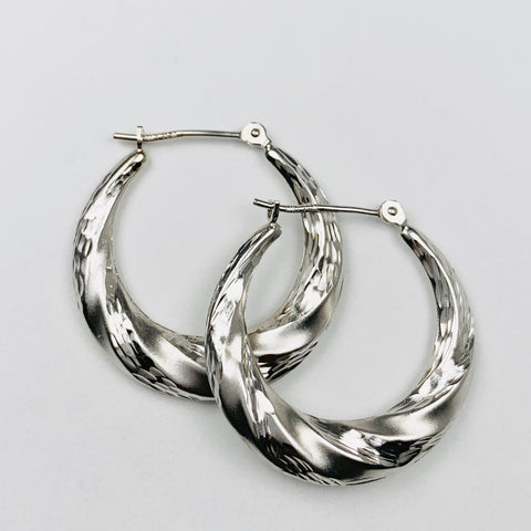 Vintage Hoop Earrings 14k White Gold - ONeil's Jewelry 