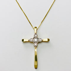 Woman's Diamond Cross Necklace 10k Yellow Gold - ONeil's Jewelry 