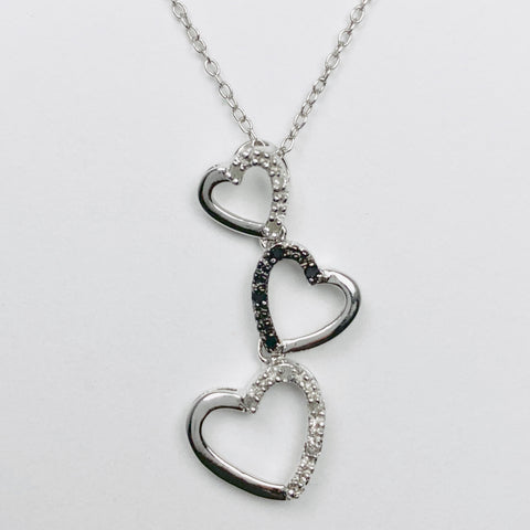 Woman's Three Heart Necklace Sterling Silver - ONeil's Jewelry 