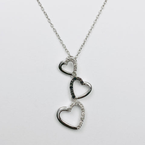 Woman's Three Heart Necklace Sterling Silver - ONeil's Jewelry 