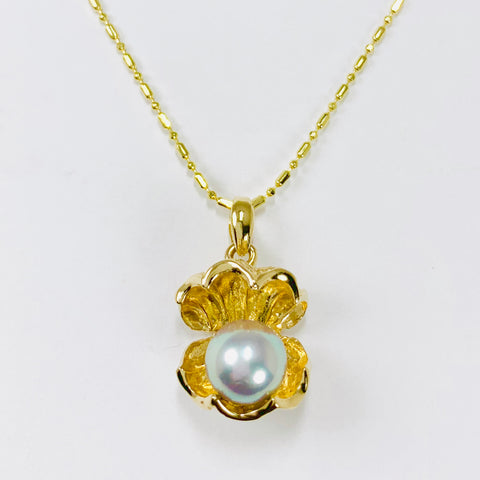 Vintage Pearl Pendant Necklace 14k Yellow Gold - ONeil's Jewelry 