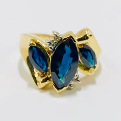Vintage Woman's Sapphire and diamond Ring 14k Yellow Gold - ONeil's Jewelry 