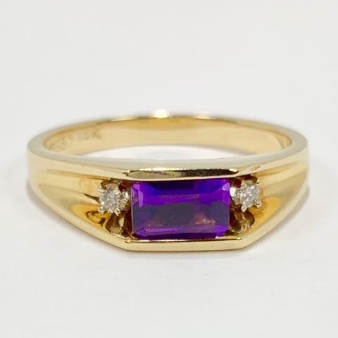 Vintage Woman's Amethyst and Diamond Ring 14k Yellow Gold - ONeil's Jewelry 