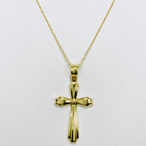 Woman's Cross Necklace 14k Yellow Gold - ONeil's Jewelry 