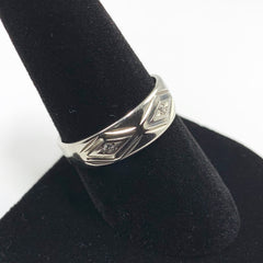 Vintage Men's Diamond Wedding Band 14K White Gold - ONeil's Jewelry 